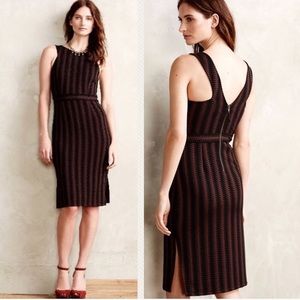 Anthropologie Cocktail Dress Brown Black Zigzag